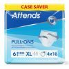 Attends Pull-Ons 6 - Extra Large - Case - 4 Packs of 16 