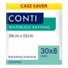 Conti Waterless Bathing Bed Bath Wipes - Unscented - 33cm x 22cm - 30 Packs of 8 