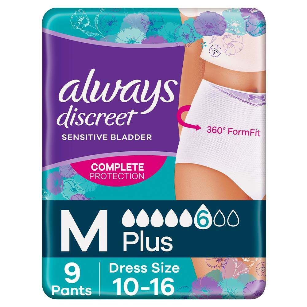 Always Discreet Boutique Plus Medium Underwear Incontinence Pants - 9 Pack  for sale online
