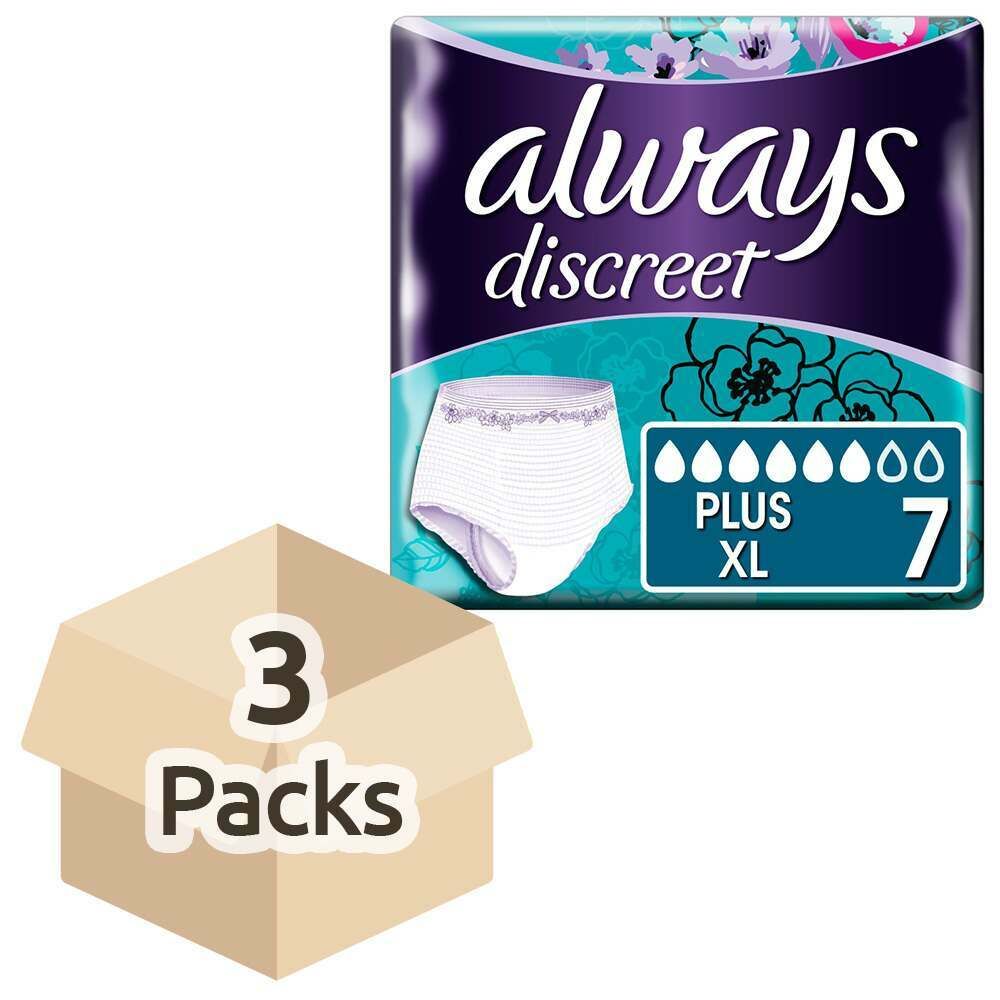 Always Incontinence, Always Discreet Pants Plus - Extra Large - Case 2  Packs of 7