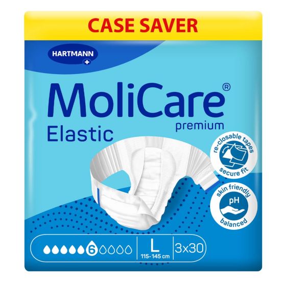 MoliCare Premium Elastic 6 Drops - Large - Case - 3 Packs of 30 