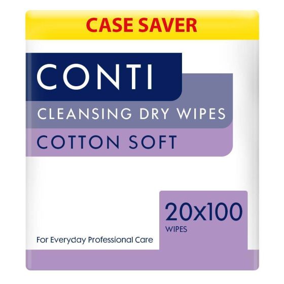 Conti SoSoft Patient Cleansing Dry Wipes - 30cm x 28cm - Case - 20 Packs of 100 