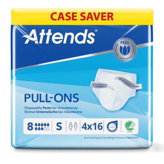 Attends Pull-Ons 8 - Small - Case - 4 Packs of 16 
