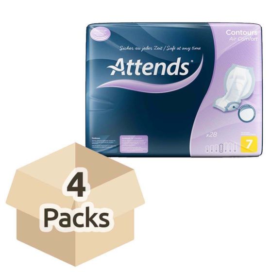Attends Contours Air Comfort 7 - Case - 4 Packs of 28 