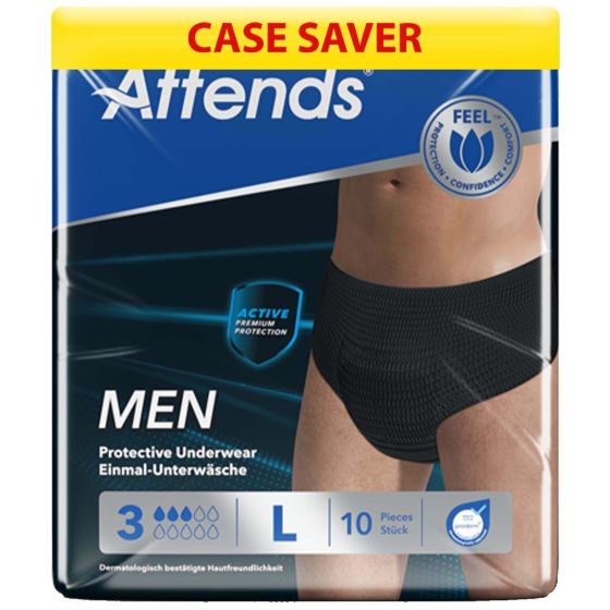 Attends Men Discreet Underwear - Large - Case - 6 Packs of 10 