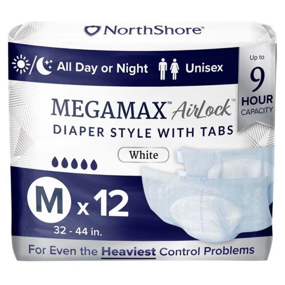 NorthShore MEGAMAX Airlock Diapers with Tabs - Medium - Pack of 12 