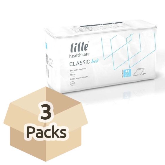 Lille Healthcare Classic Bed Pad with Tucks - Extra - 90cm x 180cm - Case - 3 Packs of 30 