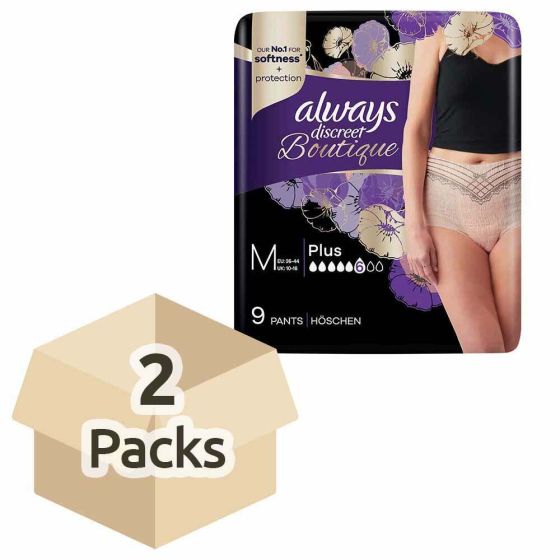 Always Discreet Boutique Underwear - Peach Medium Case 2 Packs of
