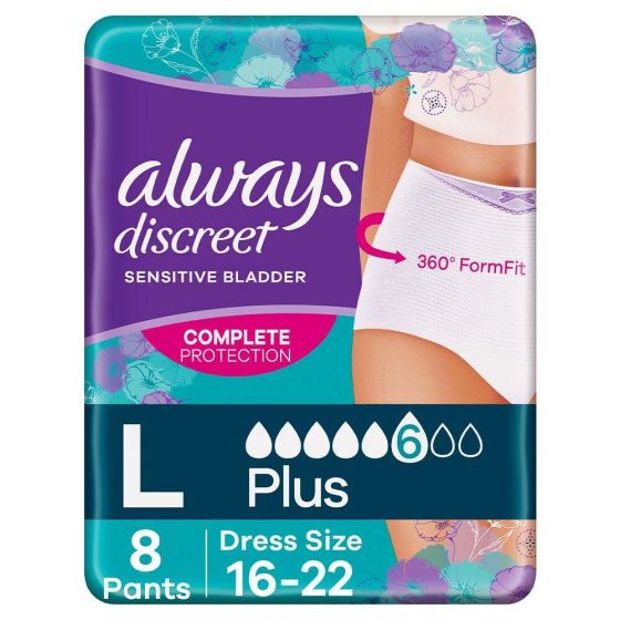 Always Discreet Underwear Plus - Large - Pack of 8 