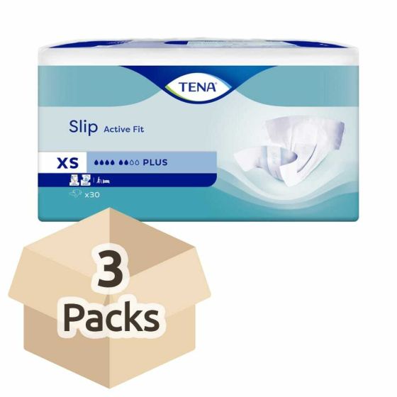 TENA Slip Active Fit Plus (PE Backed) - Extra Small - Case - 3 Packs of 30 
