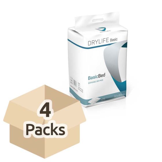 Drylife Basic Disposable Bed Pads - 60cm x 90cm - Case - 4 Packs of 25 