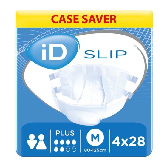 iD Slip Plus - Medium (Cotton Feel) - Case - 4 Packs of 28 