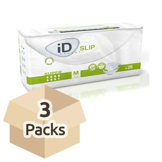 iD Expert Slip Super - Medium (Breathable Sides) - Case - 3 Packs of 28 
