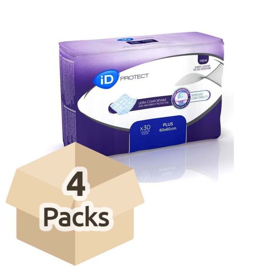 iD Protect Plus - Bed Pad - 60cm x 60cm - Case - 4 Packs of 30 