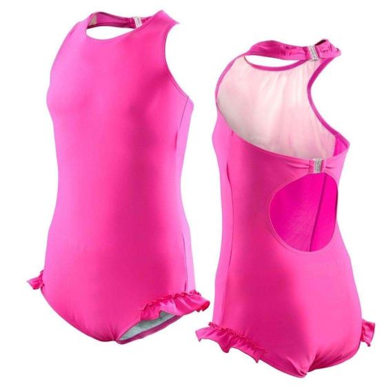 Kesvir Girls Halterneck Incontinence Swimsuit - Pink (3-4 Years) - With Leg Frills 
