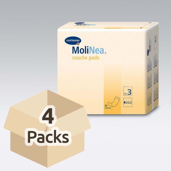 MoliNea Couche Pad - Size 3 (11cm x 35cm) - Case - 4 Packs of 56 