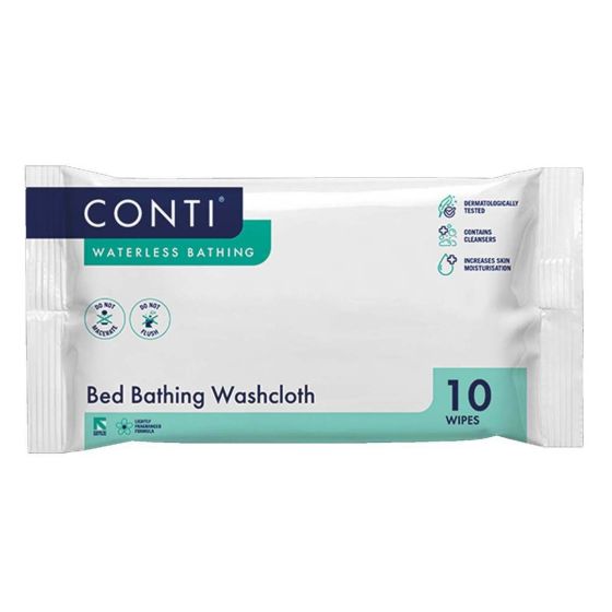 Conti Waterless Bathing Bed Bath Wipes - Perfumed - 30cm x 22cm - Pack of 10 