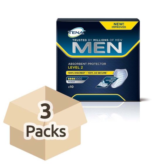 TENA Men Absorbent Protector - Level 2 - Case - 3 Packs of 10 