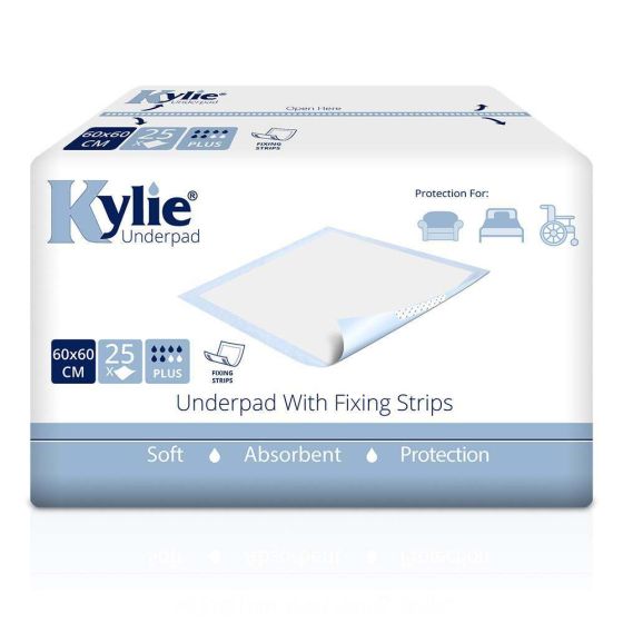 Kylie Disposable Bed Pad With Fixing Strips - 60cm x 60cm - Pack of 25 
