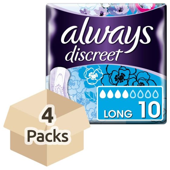 Always Discreet Pads Long - Case - 4 Packs of 10 