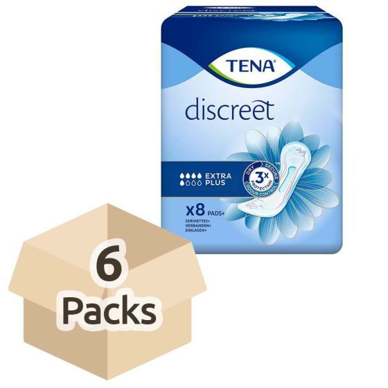 TENA Discreet Extra Plus - Case - 6 Packs of 8 
