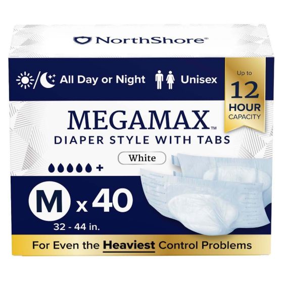 NorthShore MEGAMAX White - Medium - Case - 4 Packs of 10 