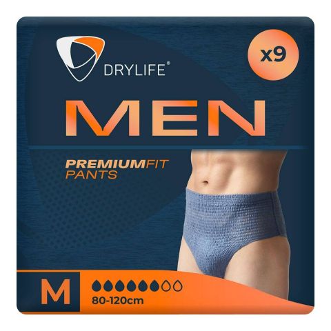 Drylife Men Premium Fit Pants - Blue - Medium - Pack of 9 