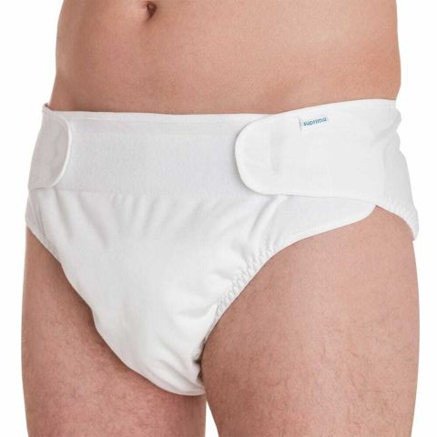 Suprima Diaper Brief with Hook and Loop Fastening - White - Small-Large 