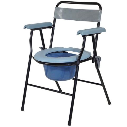 Drylife Lightweight Steel Folding Commode Toilet with 7 Litre Bucket 