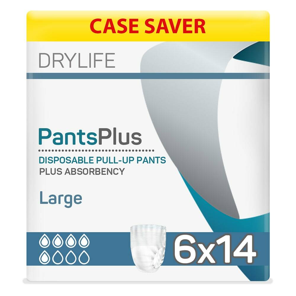 Drylife Pants Plus | Large | Case of 6 Packs of 14